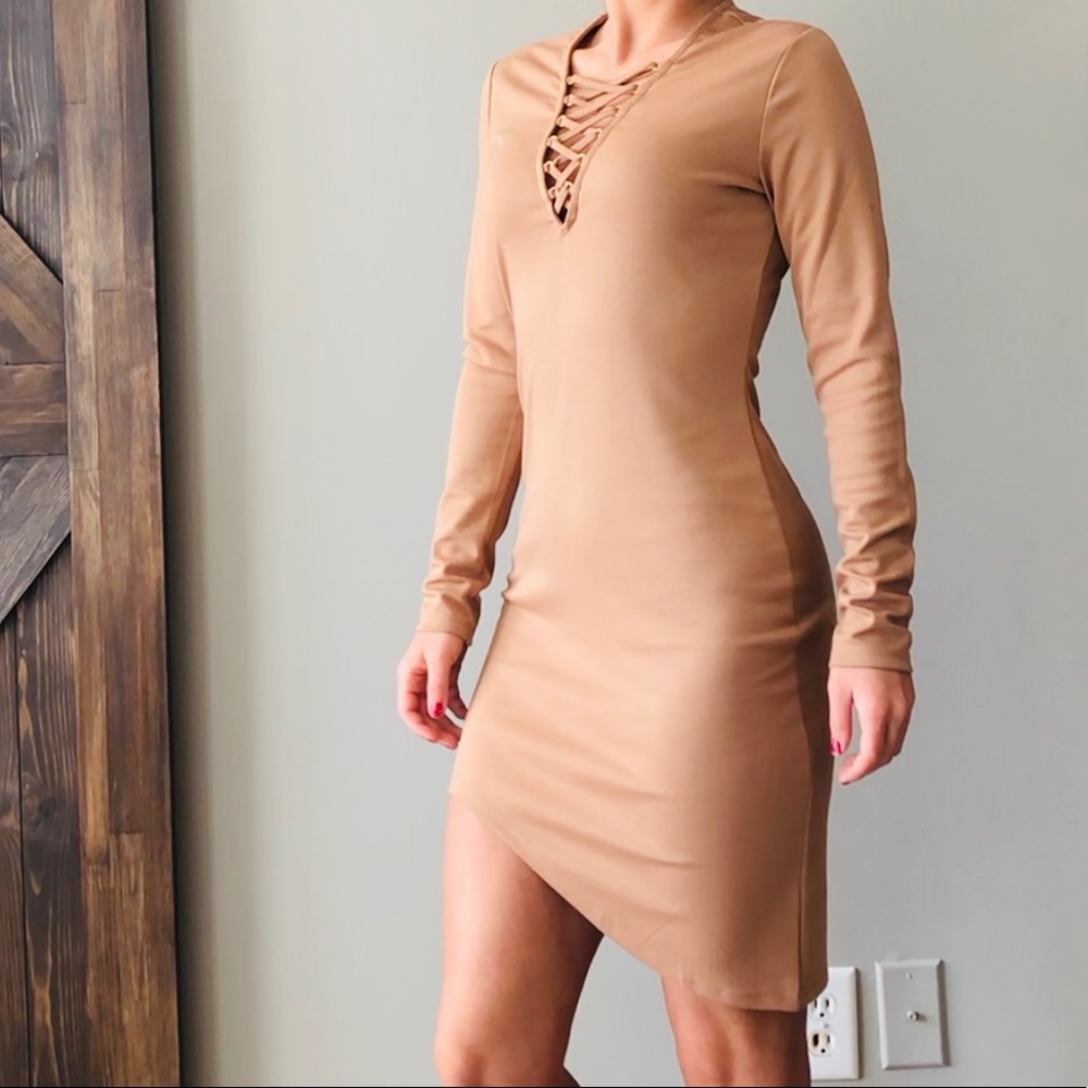 Nude form fitting dress!